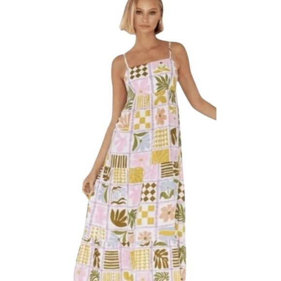 Paper Heart Medium Maxi dress Floral Cut Out Back Anthropologie Resort Midi - Picture 3 of 9
